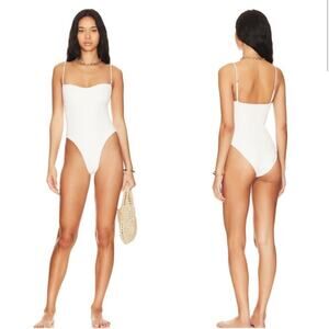 HAIGHT Swimsuit Size Medium Crepe Jen One Piece Sweetheart Off White NWT Swim